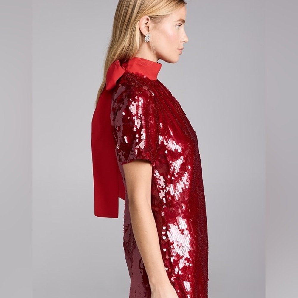 STAUD MINI ILANA DRESS | POINSETTIA SEQUINS - Picture 4 of 7